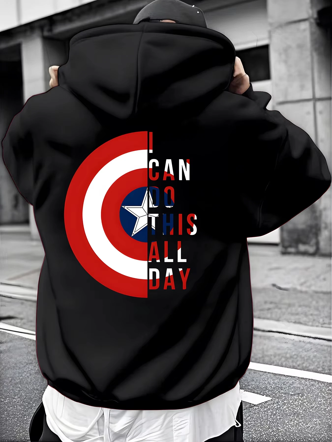 

Мужская толстовка с принтом Marvel Superhero Captain America Shield, модная и повседневная, с капюшоном