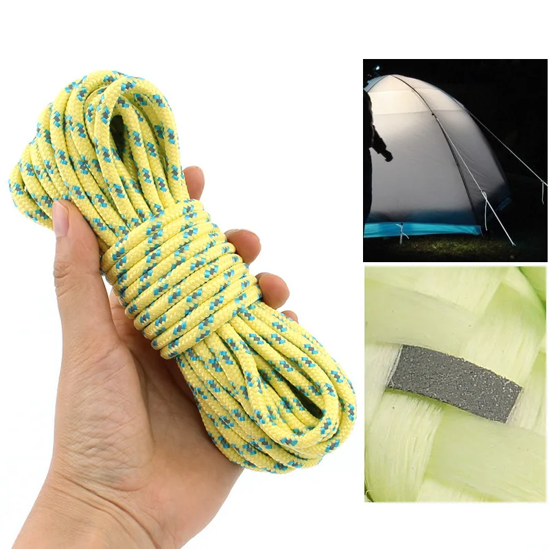 

10m 5mm Tent Rope Tent Accessories Reflective At Night Rope Cord Lanyard Outdoor Camping Tent Rope Hiking Core