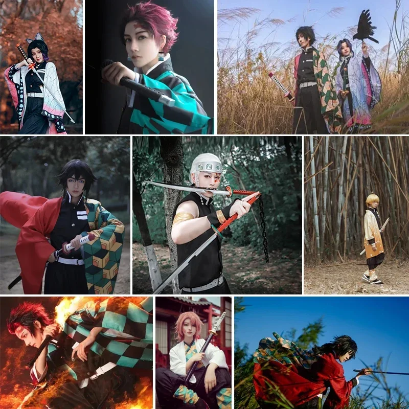 Demon Slayer Katana คอสเพลย์อาวุธ Mitsuri Shinobu สีขาว Fire พระเจ้า Tanjiro ไม้ของเล่นดาบอะนิเมะ Props