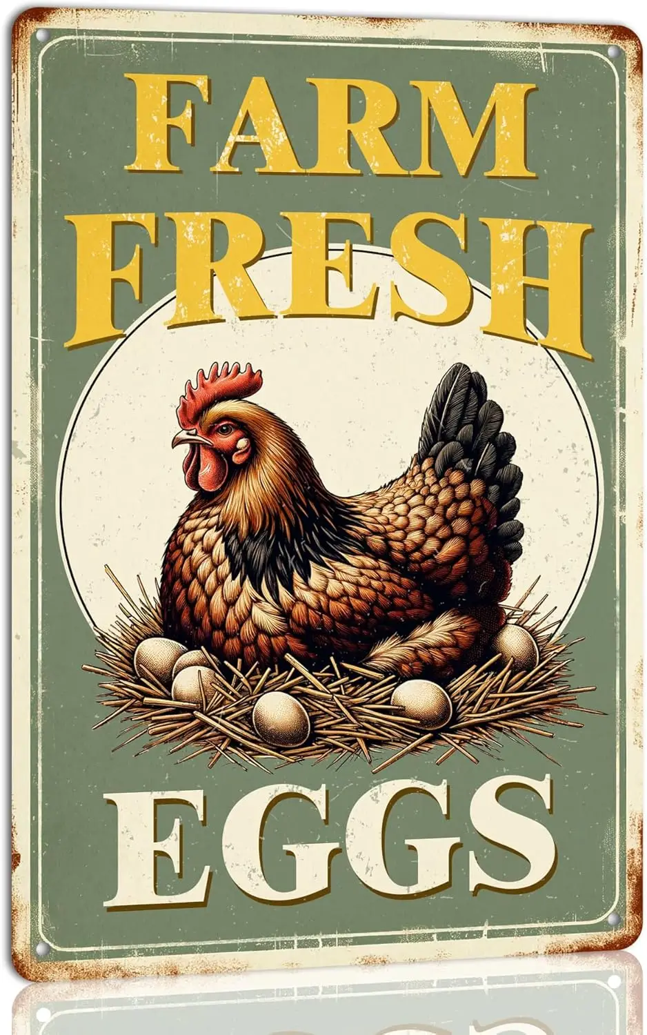 1s,Farm Eggs Metal Tin Sign Funny Retro Chicken Coop Accessories Farmhouse Home Kitchen Wall Art Decor