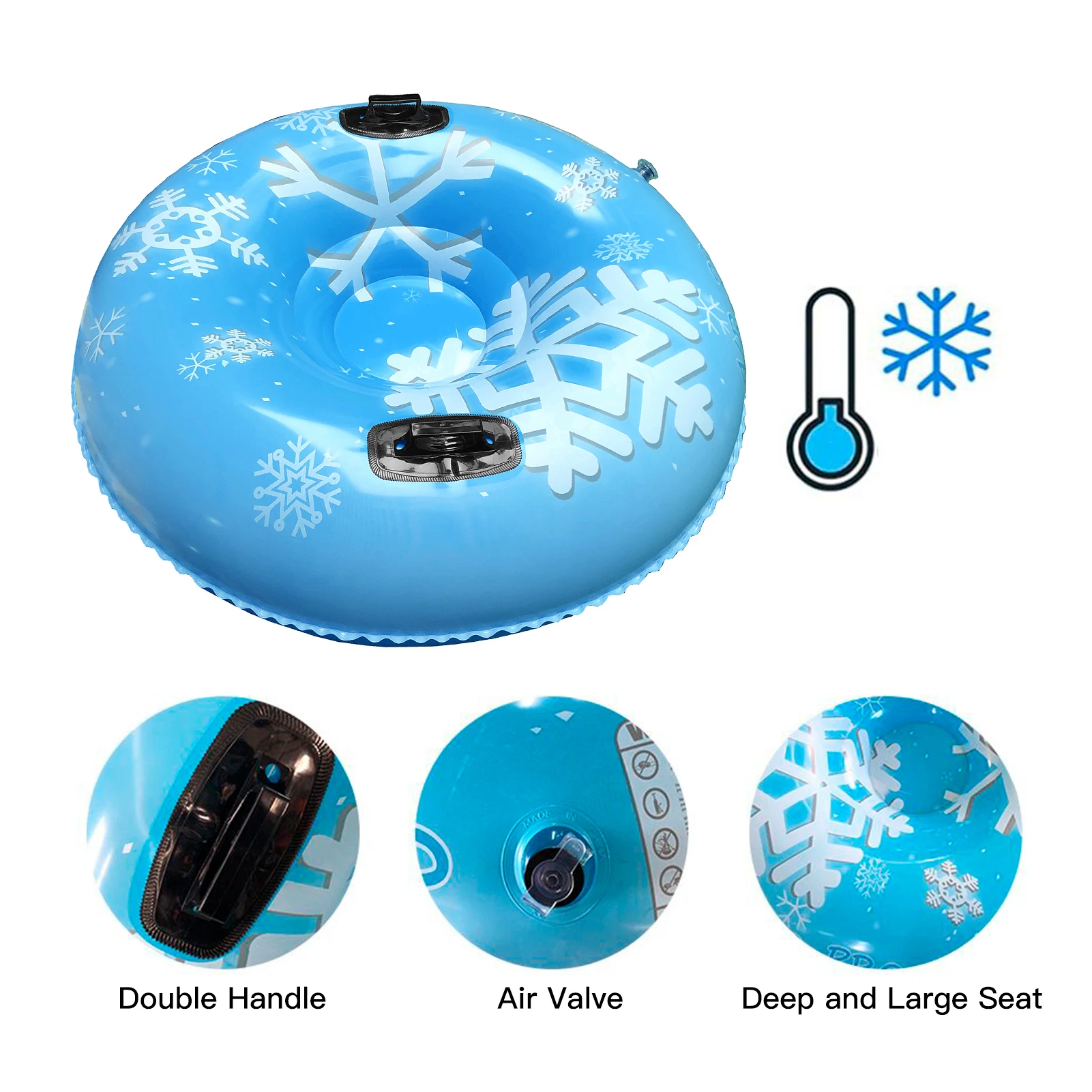 

Inflatable Snow Tube Ski Ring PVC Sledding Tube Foldable Thicken Snow Tubing Cold-resistant Winter Snow Tube with Handle