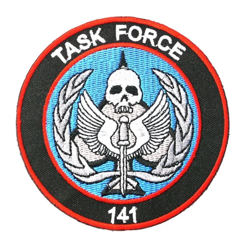 8.5CM/Task Force 141,Ghost Call of Duty 블랙 OPS 엠블럼 자수 아플리케 전술 패치 암밴드 배지, 후크 및 루프 패치