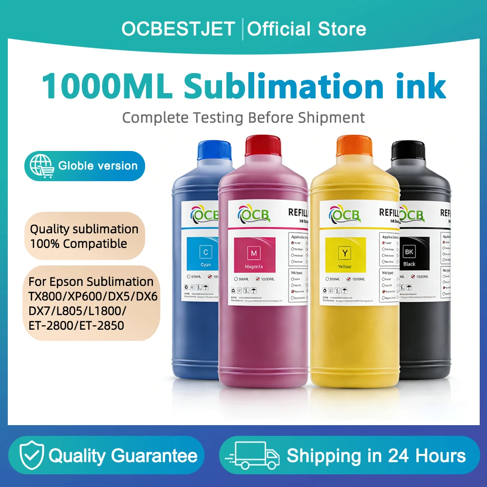 Tinta de sublimação de 1000ml para impressora EPSON TX800 XP600 DX5 DX6 DX7 L805 L1800 ET‑2800 ET‑2850 ET‑8550