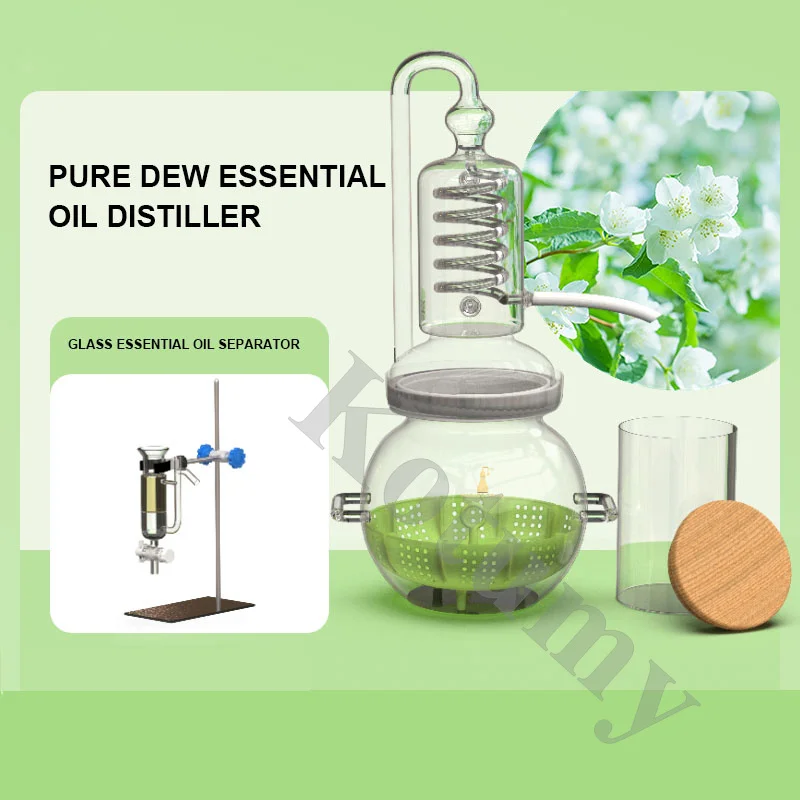 Household Hydrosol Essential Oil Glass Distiller Mini Distilling Heating Equipment Brewing Distillation Machine 4L