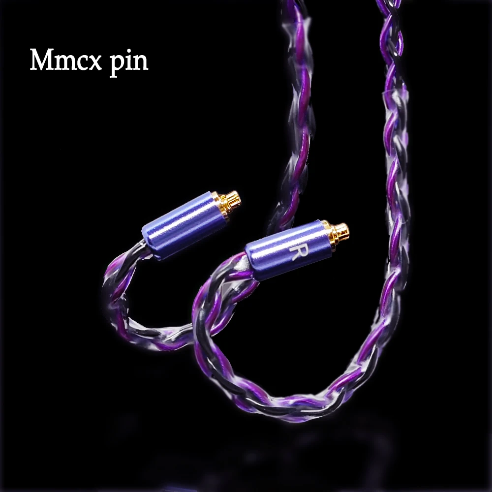 8-core upgraded black and purple wired headphone cable 2PIN/MMCX/QDC gaming headphone earphone earbuds suitable for KZ KS1 TRN I