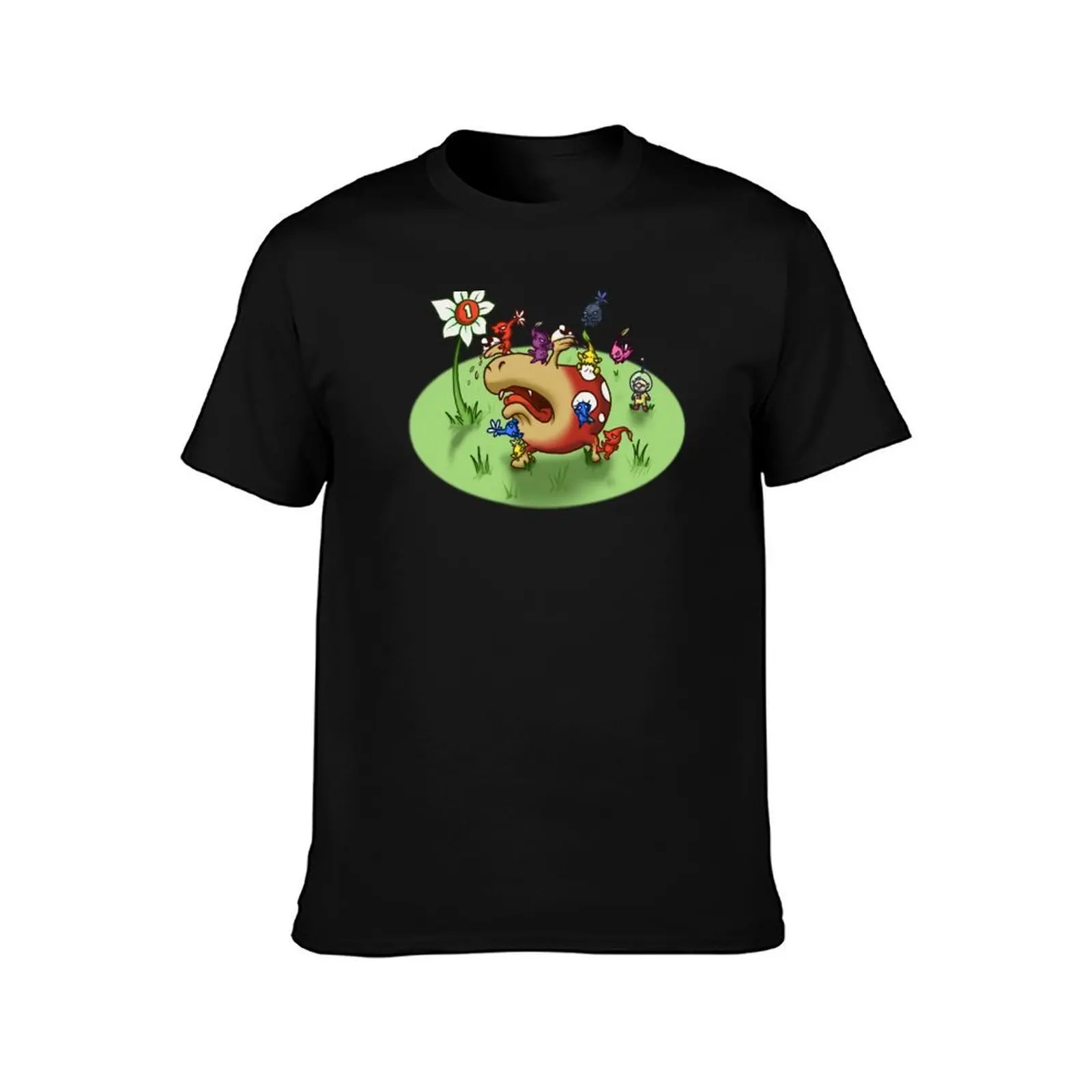 Pikmin Attack! T-Shirt, Summer Casual Cotton Tee, Oversized Streetwear Tops, Vintage Graphic Print, Loose Fit Short Sleeve