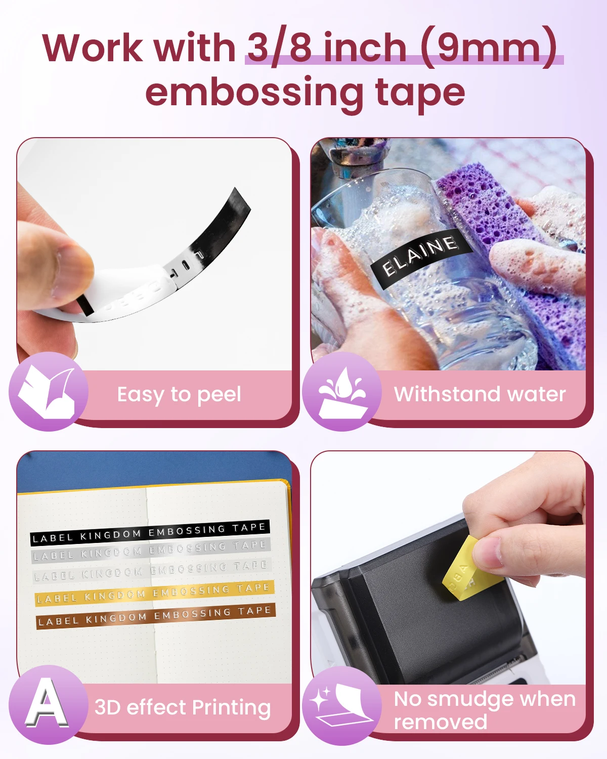 Label Maker for Jars 3D Handheld Sticker Embossed Labeller with 6 Tapes Protable Embossing Label Printer for Home DIY Crafting