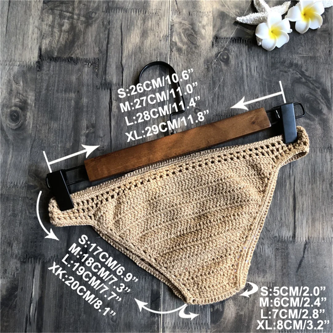 S - XL 9 Farben Gehäkelte Gestrickte Bikini-Unterhose Badehose Damen Bademode Brasilianische Tanga-Slips Unterwäsche V4195 – Detail 1