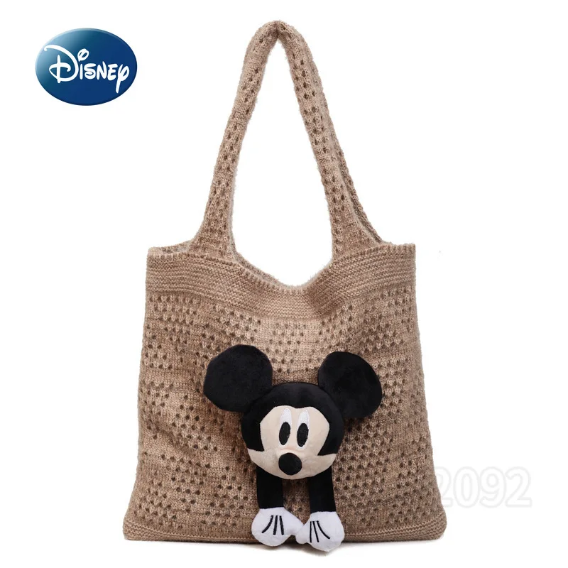 

Disney Mickey New Women's Handbag Knitted Fashion Doll Women's Shoulder Bag Large Capacity Luxurious Casual Doll Women's Bag