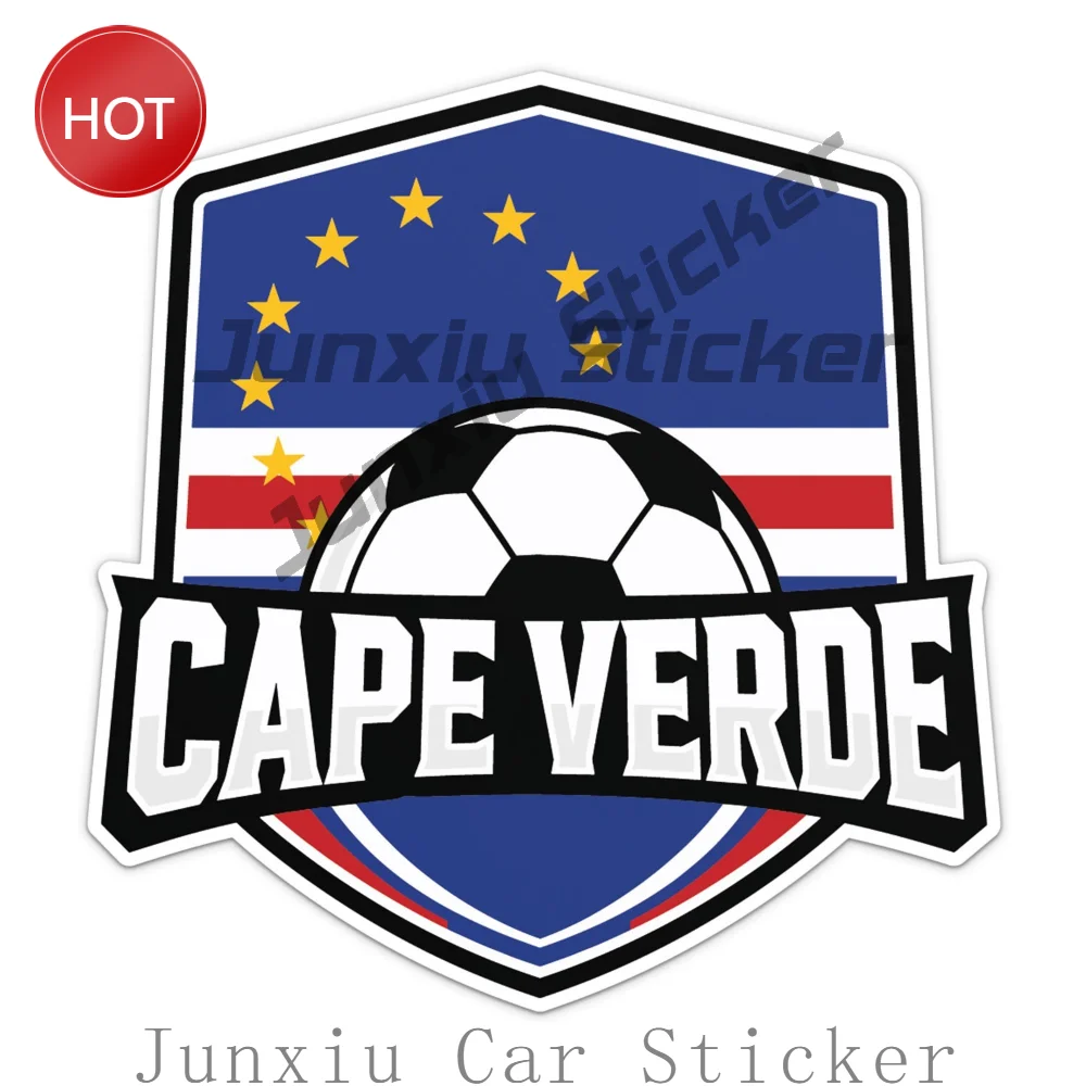 Cape Verde Flag Soccer Vinyl Car Sticker And Bumper Decal