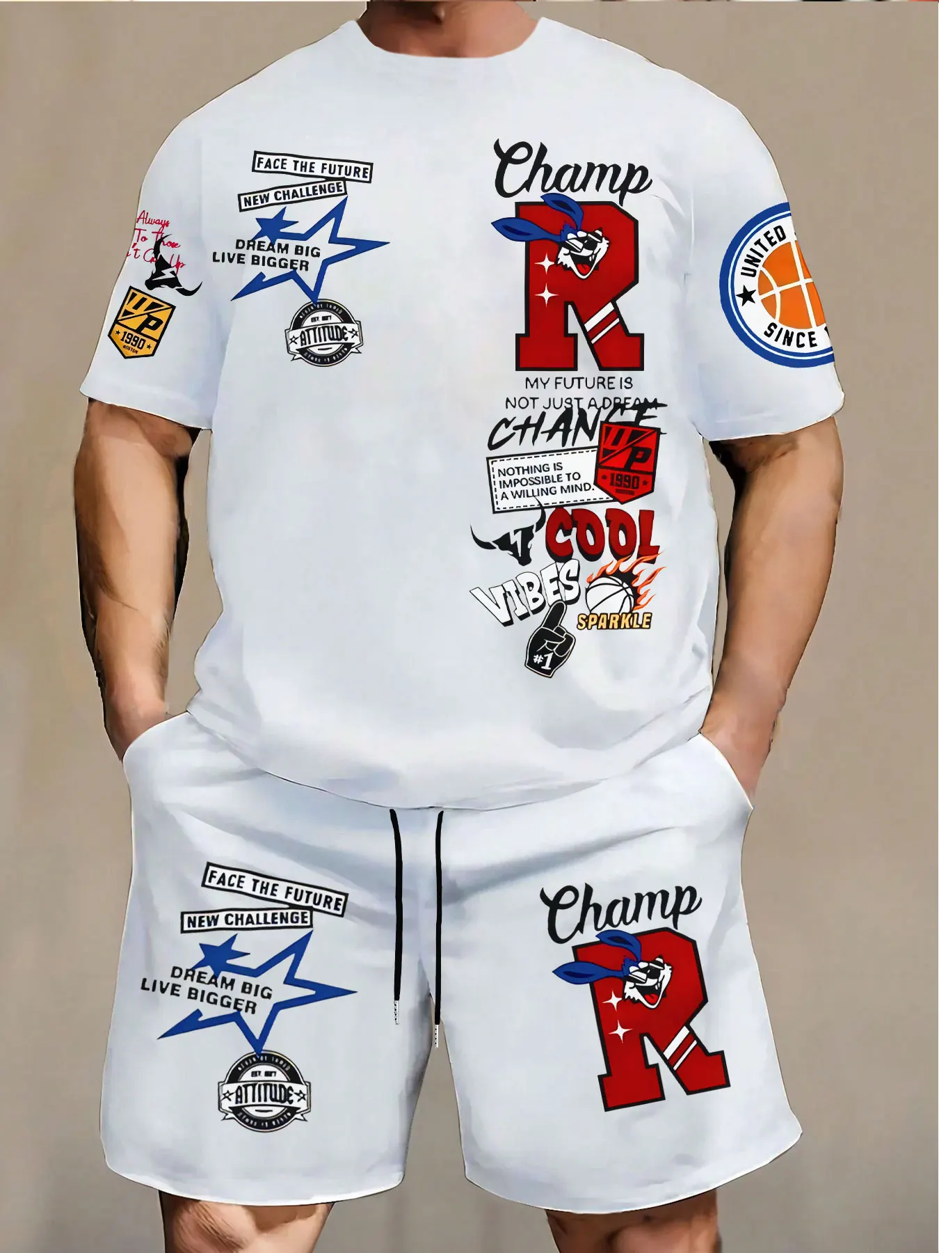 

2025 Summer New 3D Printed Cartoon Graffiti Pattern Dynamic Quick Dry Breathable Lightweight Suit