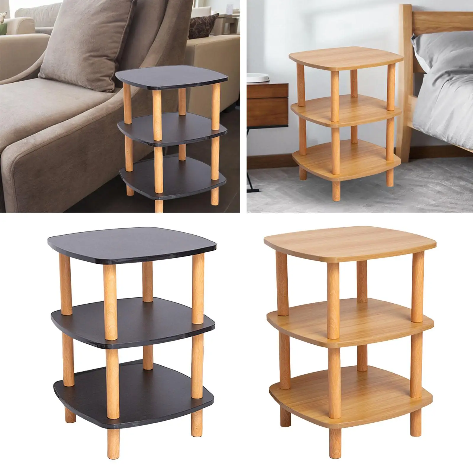 End Table 3 Tier Thin Side Table Modern Drink Table Easy Assembly Side Table for Office Small Spaces Bedroom Sofa Living Room