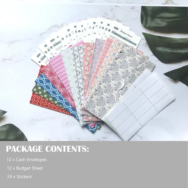 Cash Envelope For Budgeting,Budget Envelope For Cash System,12Pcs Budget Sheets And 24Pcs Self-Adhesive Label