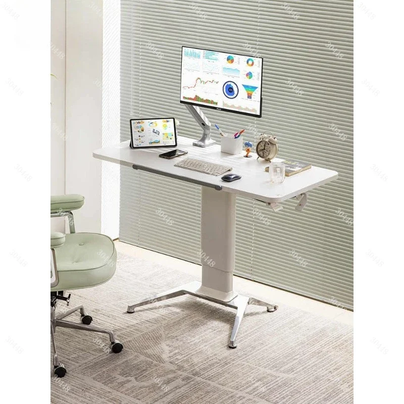 Adjustable Height Mobile Workbench Pneumatic Office Desk Flip Drawing Table Home Study Computer Desk
