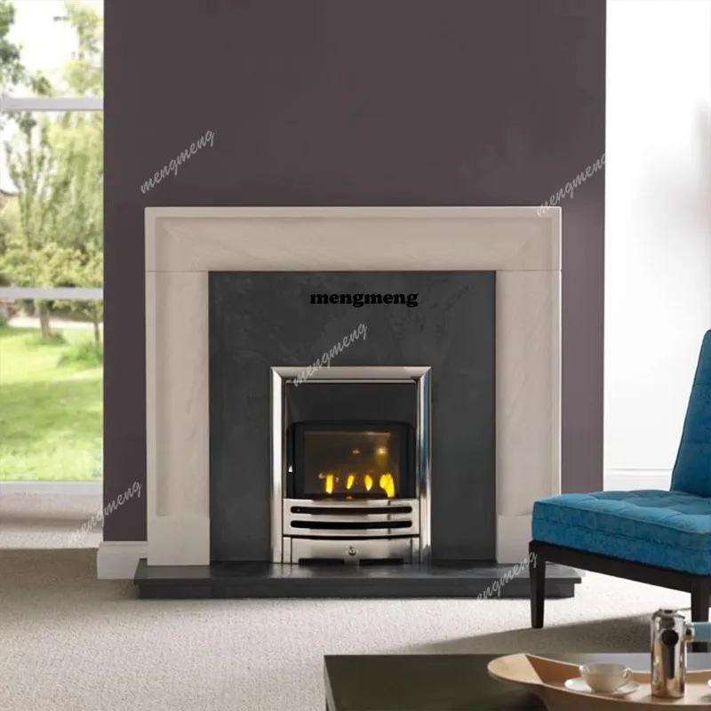 

Marble Fireplace Designer Villa Living Room Household White Stone Fireplace Rack Decorative Cabinet