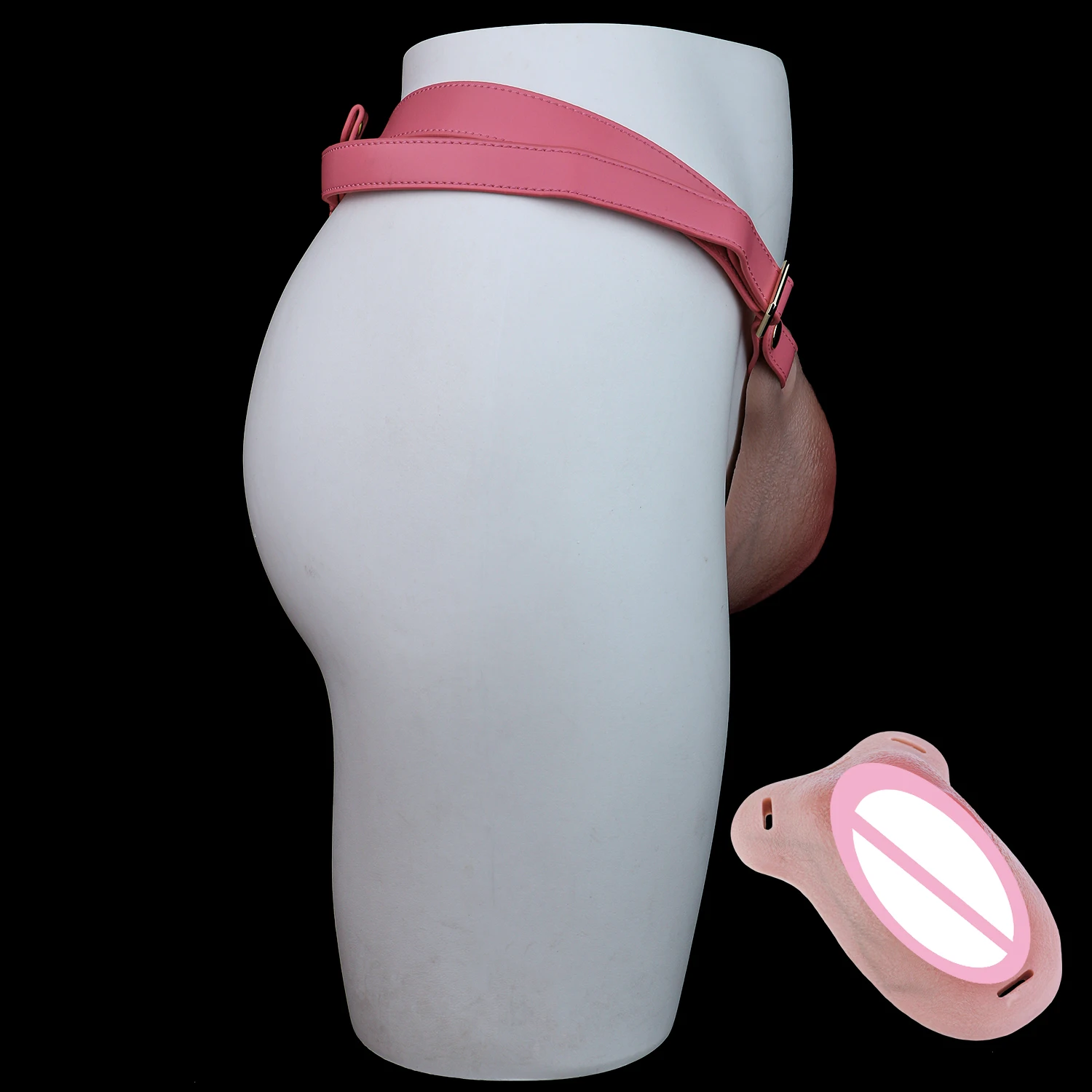 LICKER Silicone Realistic Vagina Chastity Cage With Belt Penis Insertable Erotic Underpants Clitoris Pant For Men Masturbation