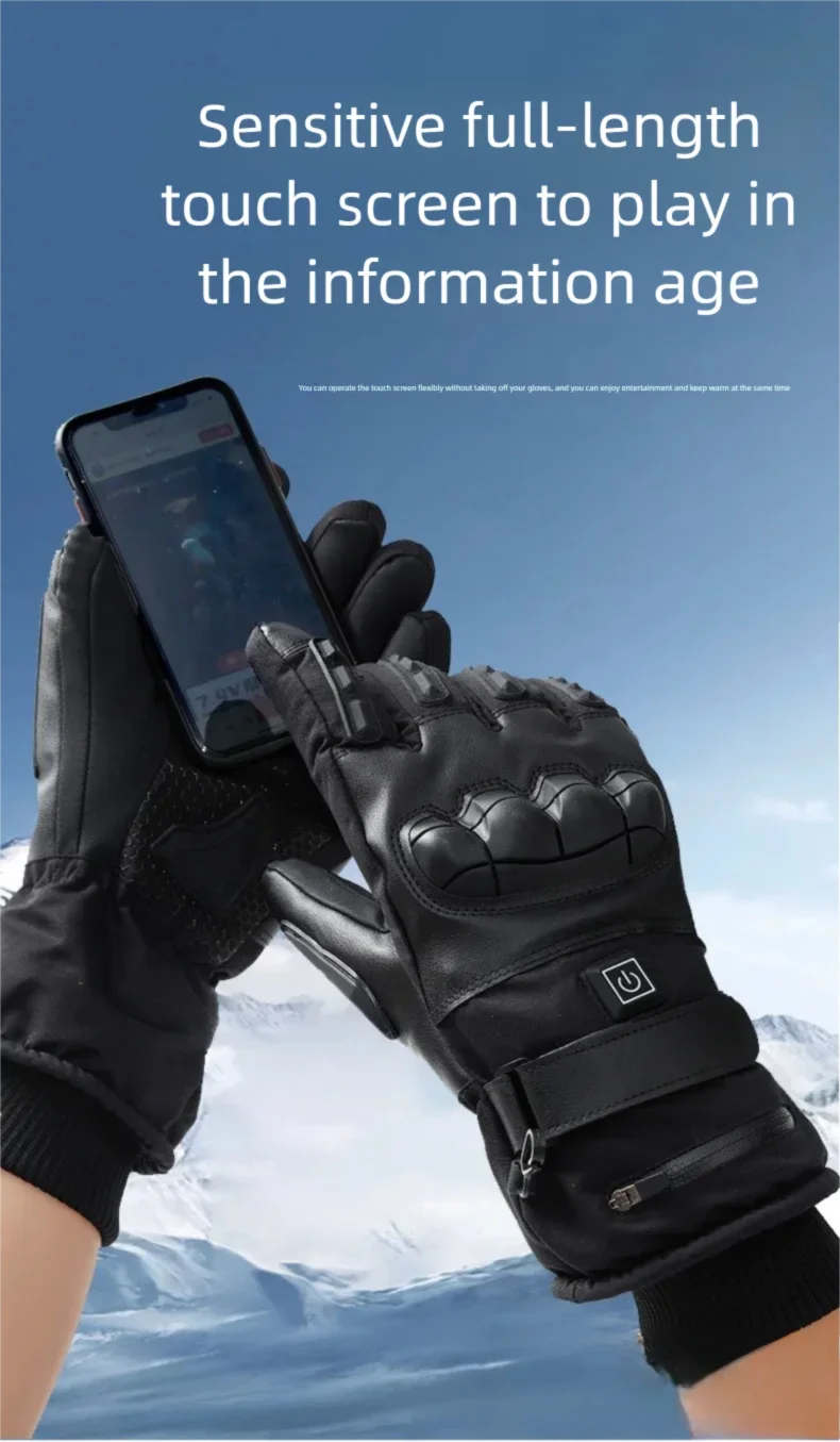 Elektrisch beheizte Touchscreen-Handschuhe für Herren, Winter, Outdoor, Motorrad, Reiten, wasserdicht, Wärme, Ladehandschuhe, Unisex, Schneehandschuhe