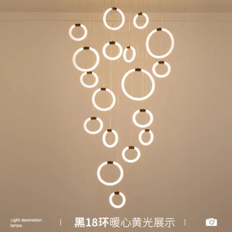 

Duplex Apartment Living Room LED Chandelier Spiral Staircase Droplight Dining Room Ceiling Hanging Lights Modern Indoor Light