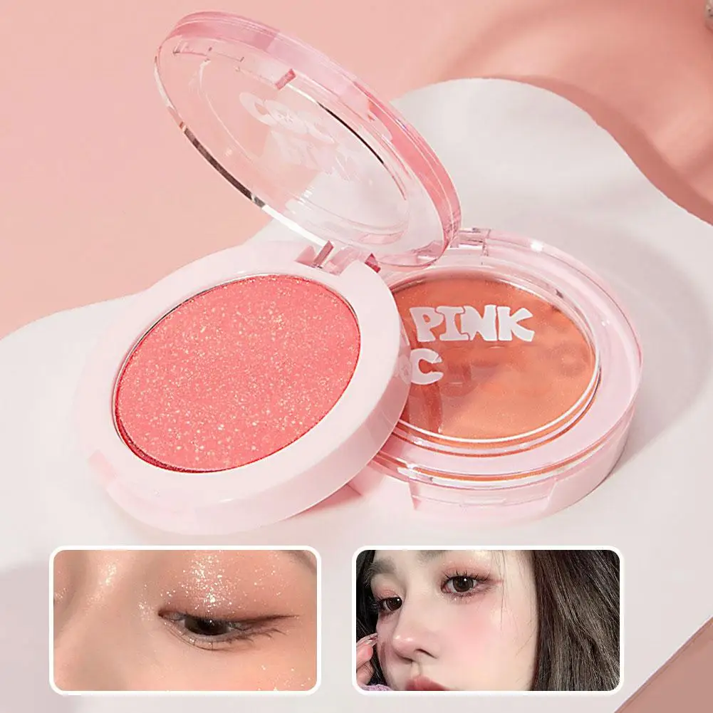 Blush fino cintilante em pó leite damasco pêssego ilumina natural rosto blush sombra fosca paleta de brilho monocromático highli i4j4