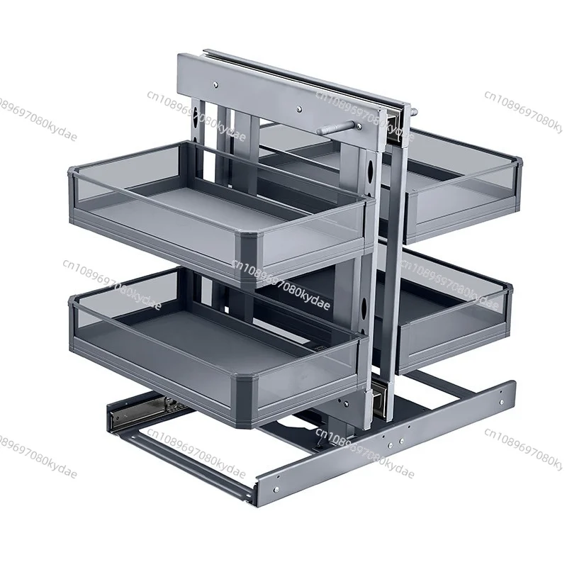 Cabinet Corner Pull-out Basket Kitchen Tempered Glass Seasoning Basket Drawer Style Storage Rack