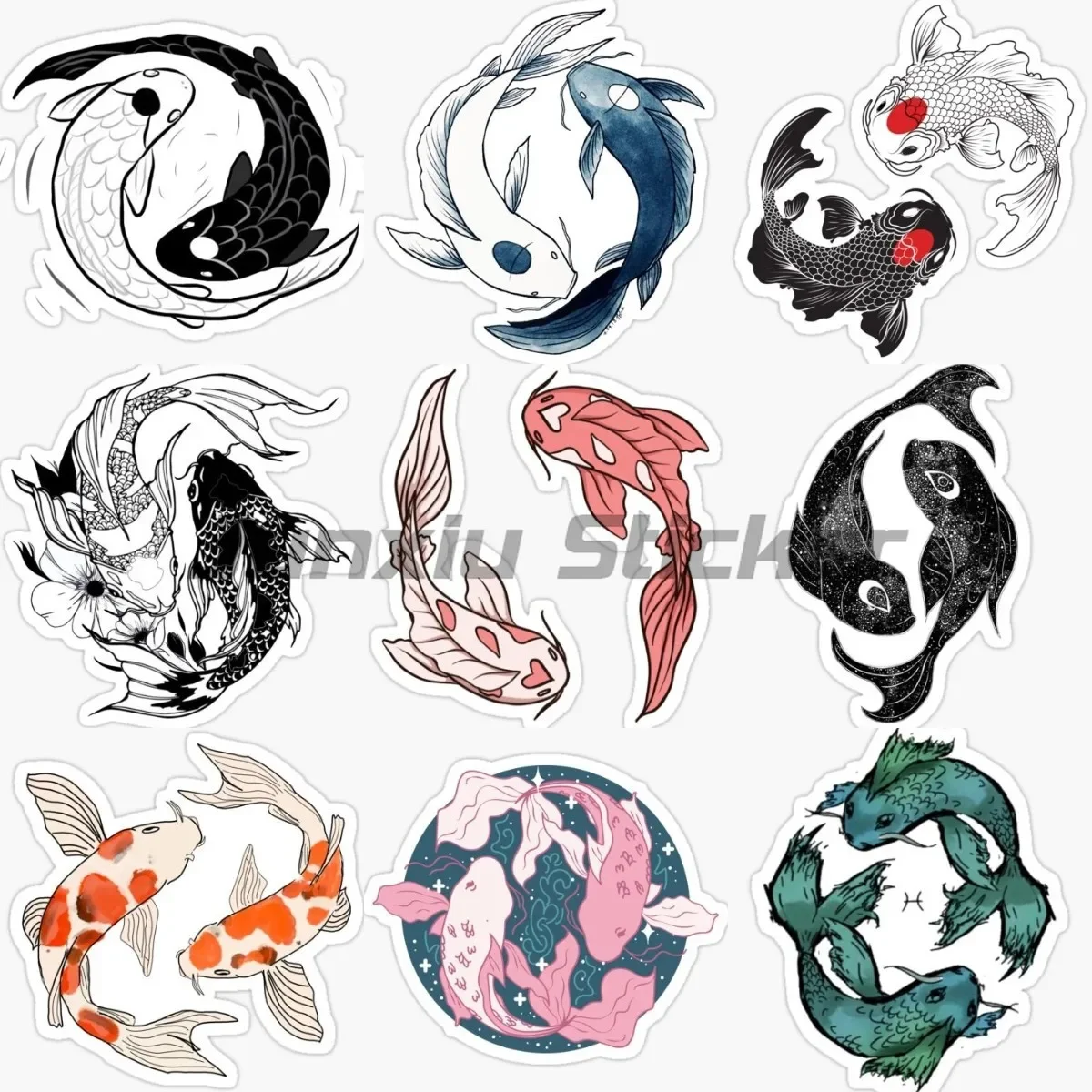 

Tai Chi Yin Yang Fish Cartoon Stickers Motorcycle Waterproof Car Laptop Van Refrigerator Window Decoration Vinyl Decals