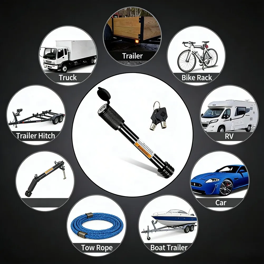 

Dumbell Design Trailer Lock Carbon Steel Construction Electroplated Finish Zinc Alloy Lock Core Protection Against Moisture