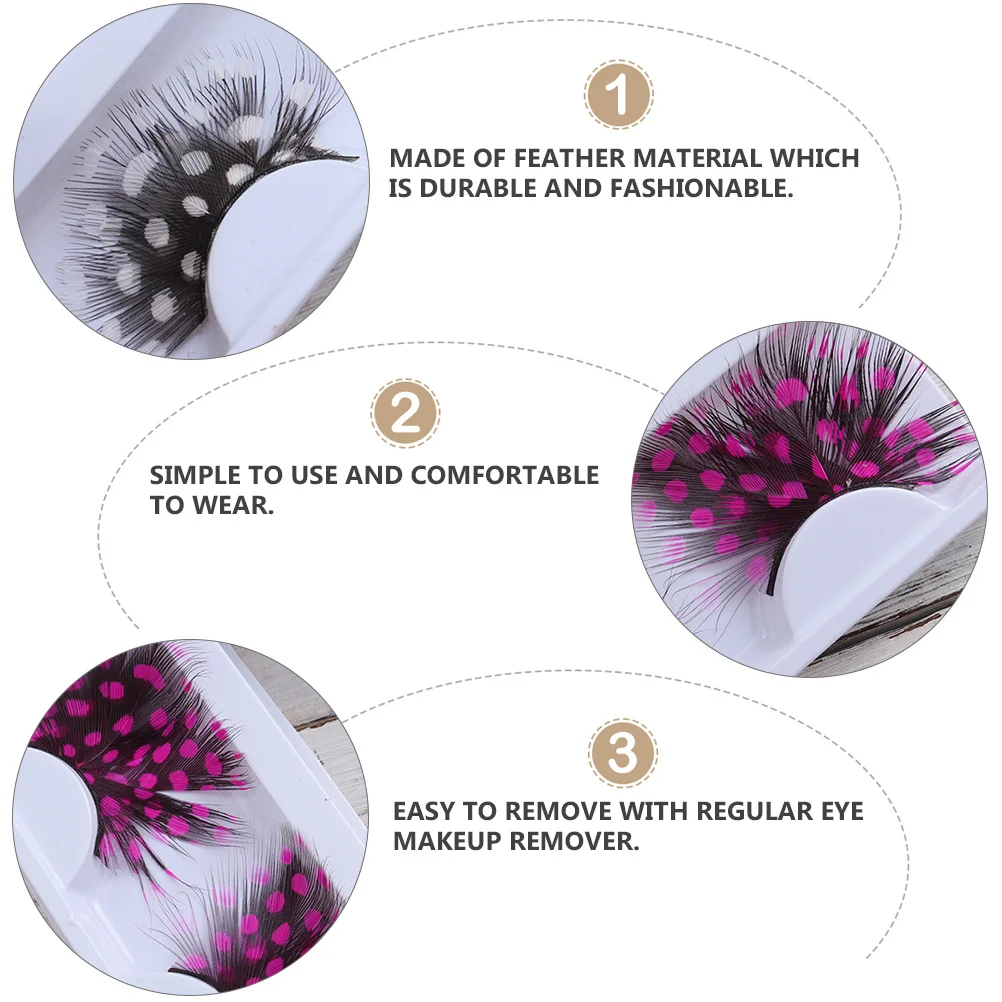 2Pairs False Eyelashes Colorful Eyelash Handmade Reusable Extra Long Winged Eye Charm Fashion Party Halloween Accessory