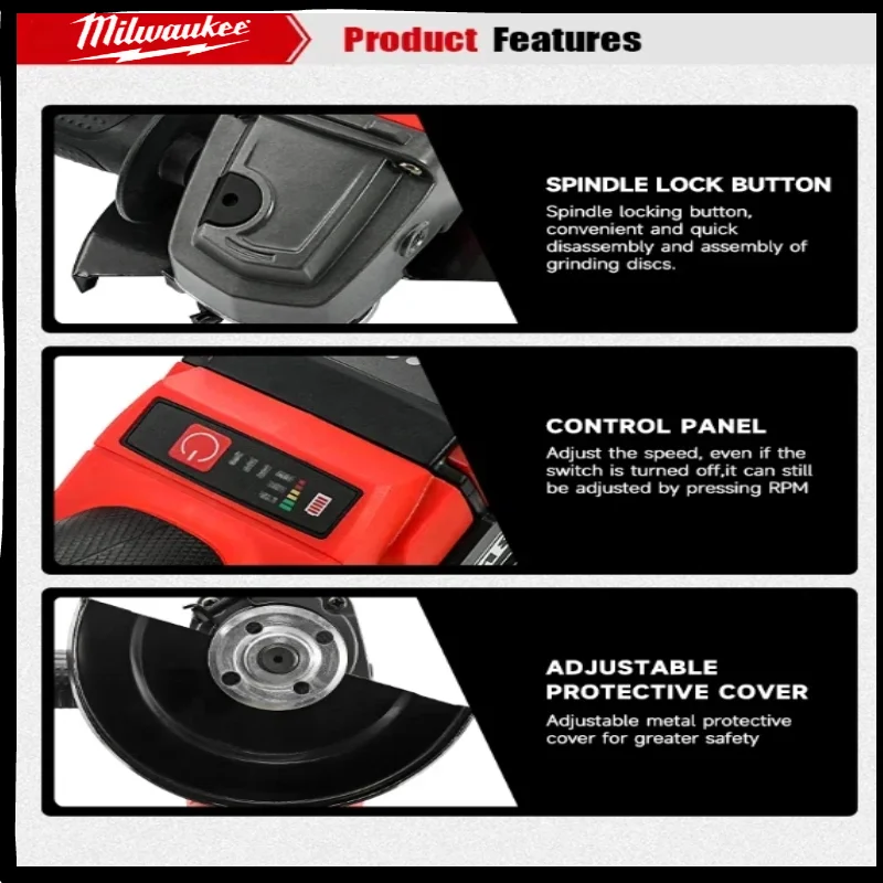 125 مللي متر ميلووكي فرش زاوية طاحونة تلميع آلة قطع لا قفل مجداف التبديل أدوات كهربائية لاسلكية #5