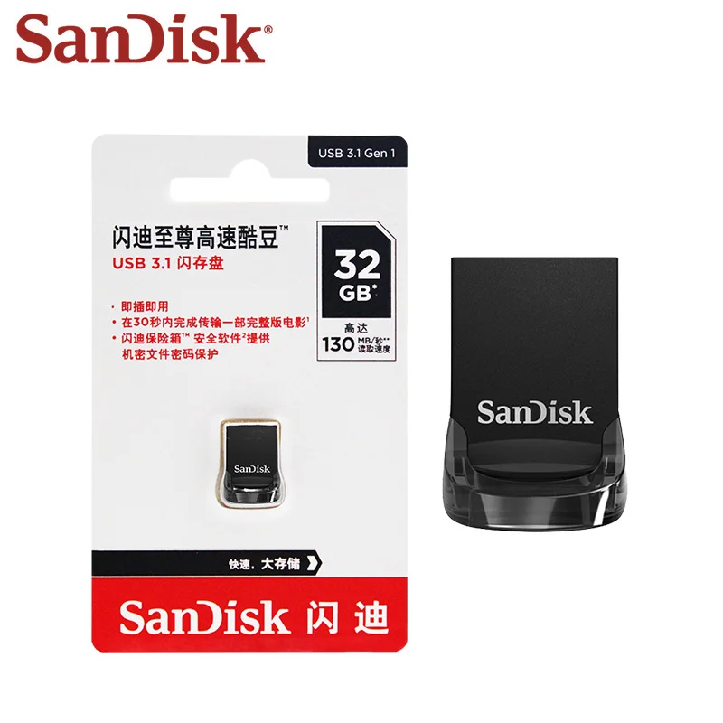 Imagem -03 - Sandisk Cz430 Usb3.2 Flash Drive 16gb 32gb 64gb Mini Pen Drive Leia Velocidade de até 130 mb s Usb Stick para Laptop pc 20 Peças Lote