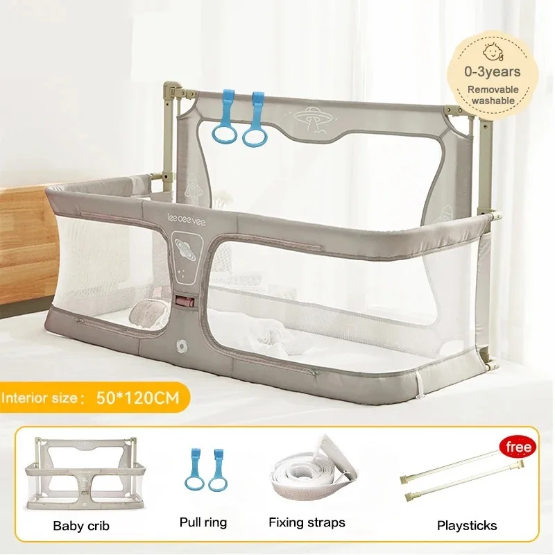 LEEOEEVEE Foldable Baby Cot Comfortable Infant Sleeping Bed Guardrail Quarantine Anti-Fall Protection Lightweight Bedside Crib