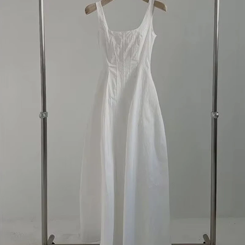 Summer New Korean Version Waist-closing to Make You Look Slim Simple Sleeveless Mid-length Skirt Suspender Chic Dress for Women - Image 5