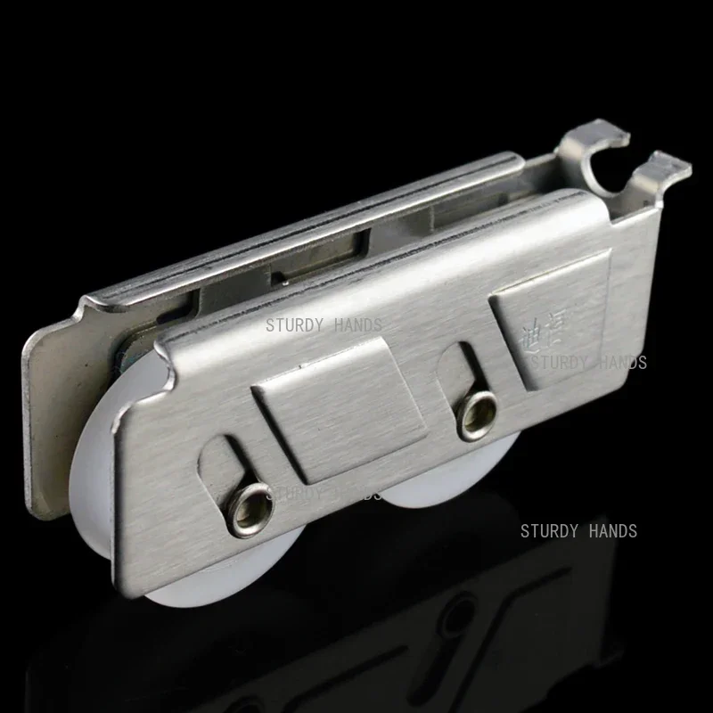 2pcs/lot Panning Cupboard Door Stainless Steel Double Wheel Roller Sliding Doors Windows Sliding Track Pulley Furniture Hardware
