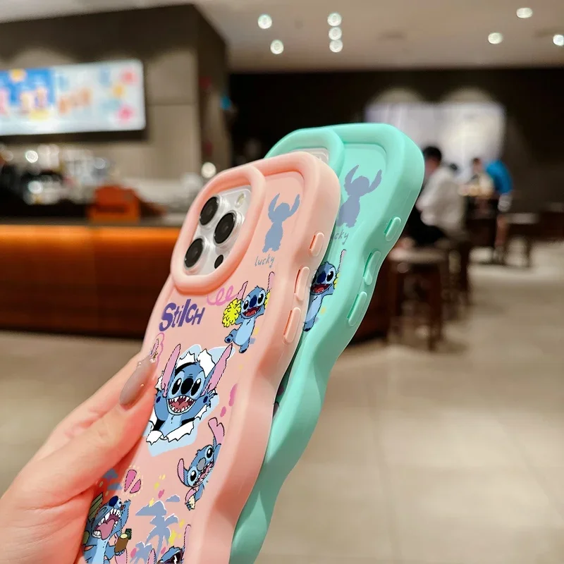 لطيف الرقص غرزة جراب هاتف آيفون 16 17 14 15 13 12 11 برو ماكس زائد لينة سيليكون موجة الجانب الكرتون لون الحلوى غطاء #5