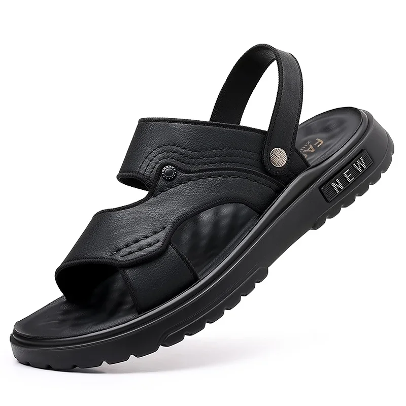 

Summer Shoes For Men Sandals PU Leather Open Toe Flats Mens Casual Shoes Walking Sandals for Men Beach Shoes Men slippers