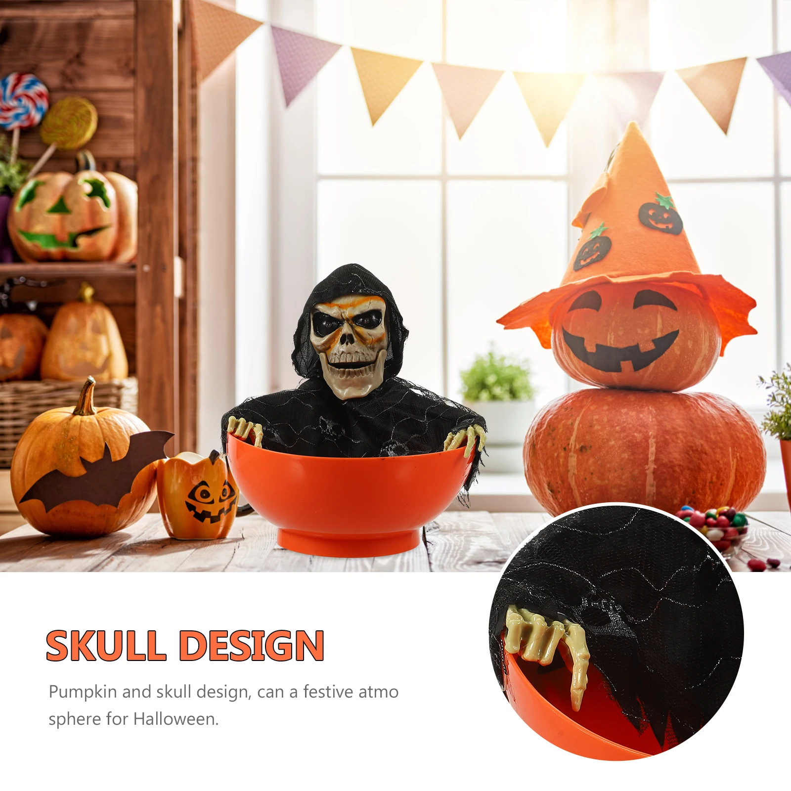 

Activated Candy Bowl With Light Halloween Serving Dish Pumpkin Design Decorative Snack Bowl For Home