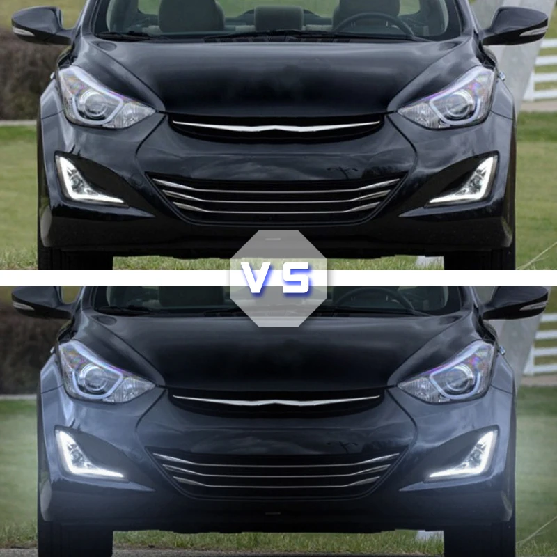 LED Daytime Running Lights DRL Fog Lamp Cover Case for Hyundai Elantra Sedan 2014 2015 2016 With Turn Signal Yellow