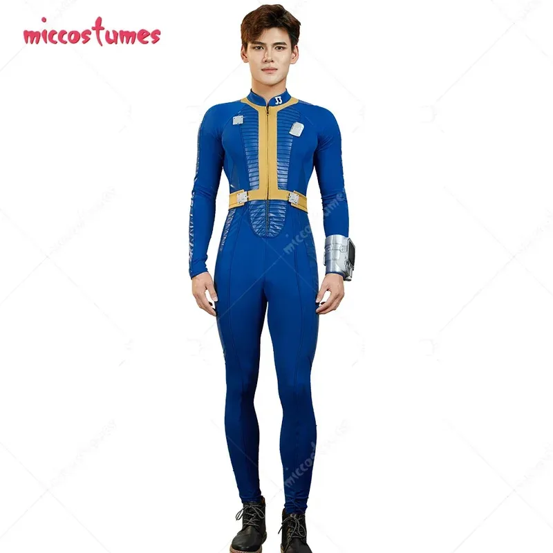 

Miccostumes Unisex Fallout Cosplay Costume Vault 33 Suit Men's Jumpsuit and Belt with Brooch