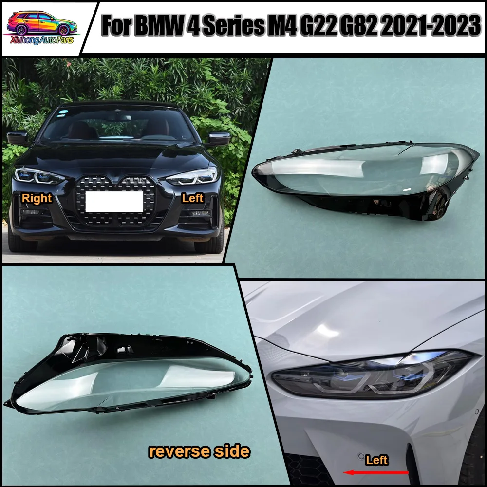 Headlamp Cover Transparent Headlight Lens Plexiglass Replace Original Lampshade 2021 2022-2023 For BMW 4 Series M4 G22 G82