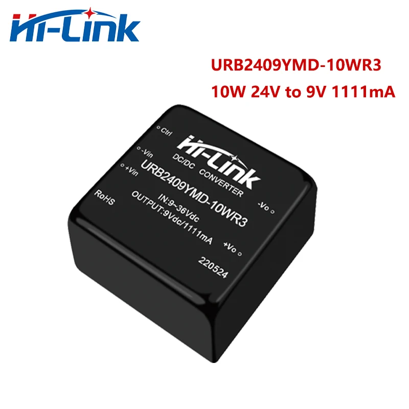 Hi-Link New Offical URB2409YMD-10WR3 10W 24V to 9V 1111mA DC DC Converter Isolated Power Supply Intelligen Module 91% Efficiency