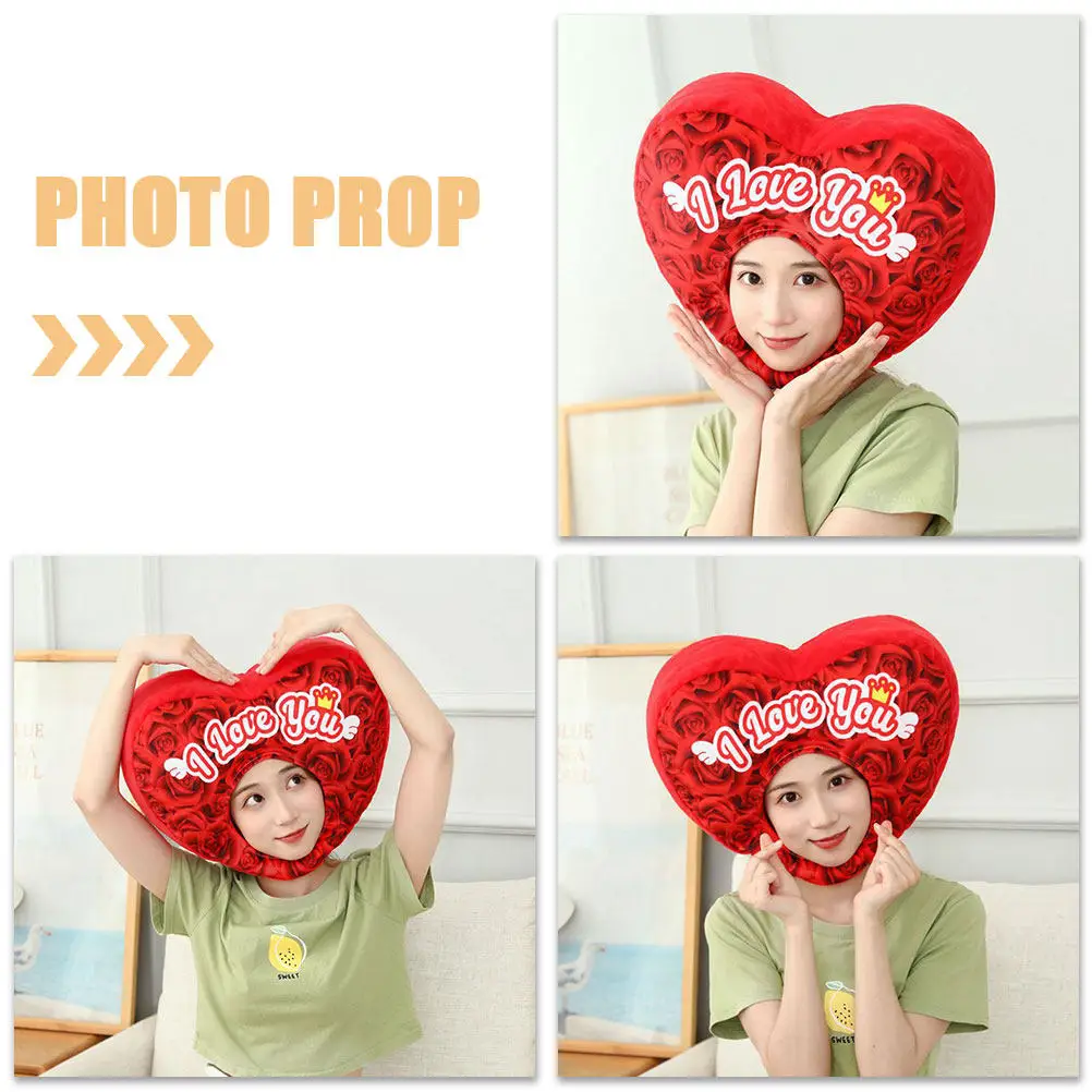Gorro de Corazón de Rosa, Sombrero de Disfraz Suave, Accesorio para Fotos del Día de San Valentín, Novedoso para Fiestas, Cosplay, Festivales, Juego de Roles