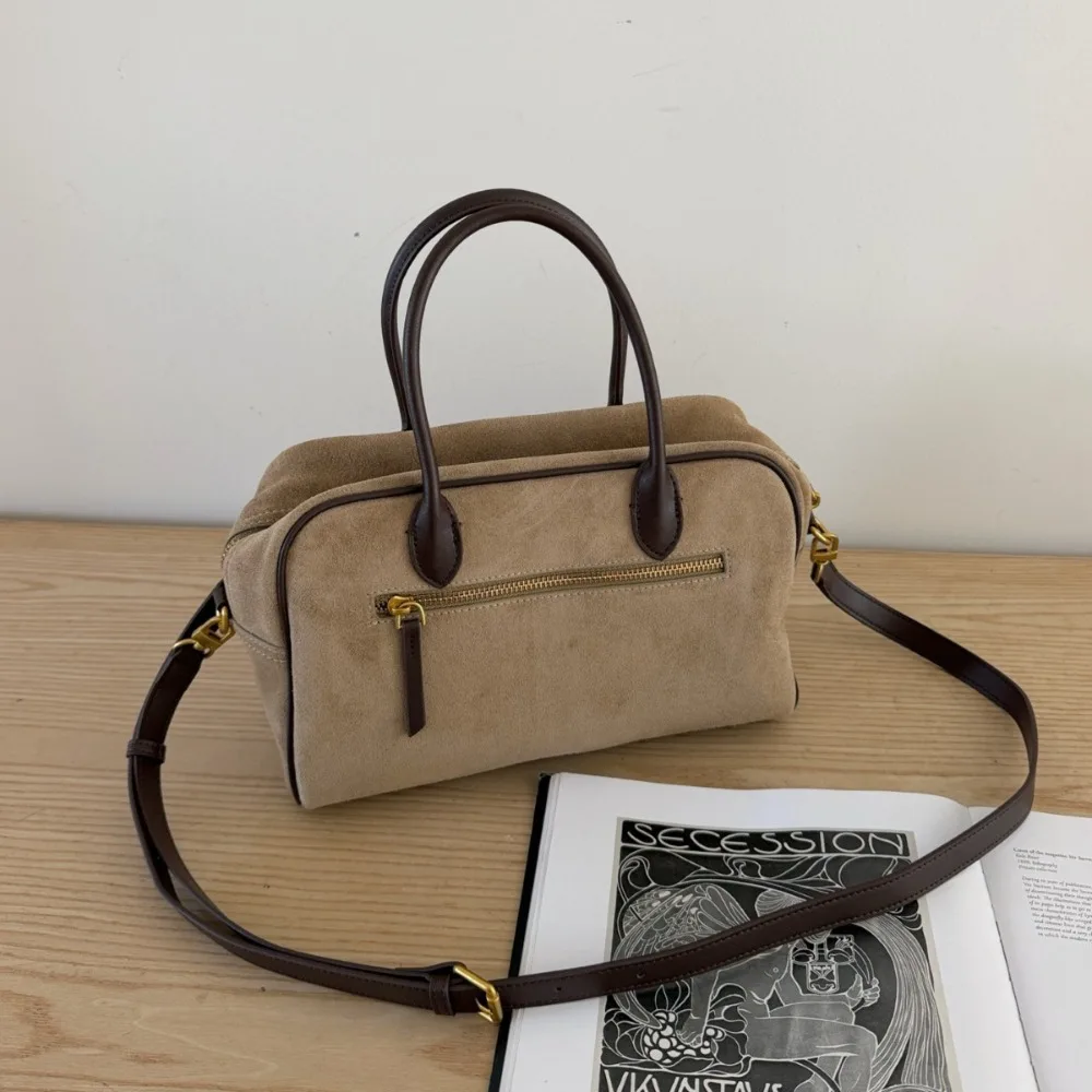 Frosted Cowhide Retro Fashion Women's Handbag Large Capacity Leather Minimalist Shoulder Cross Pillow Texture Unique Fashion