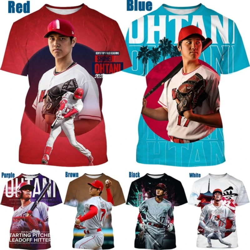 Baseball Star Shohei Ohtani Men's 3D Printed T-shirt Round Neck Short Sleeve Unisex Men's Clothing Haikyuu T-shirt for Men Tee