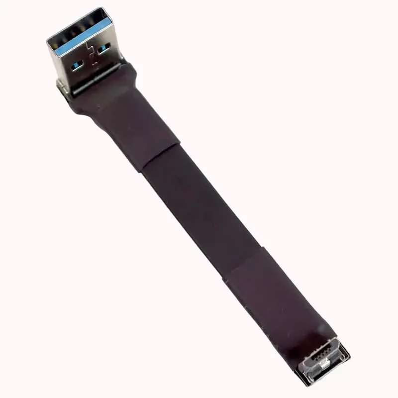 ADT-Link USB 2.0 Flat Extension Cable Type A to Micro-B Male Double Bend USB Ribbon Extender for Data GPS Hard Drive 5V/1.5A