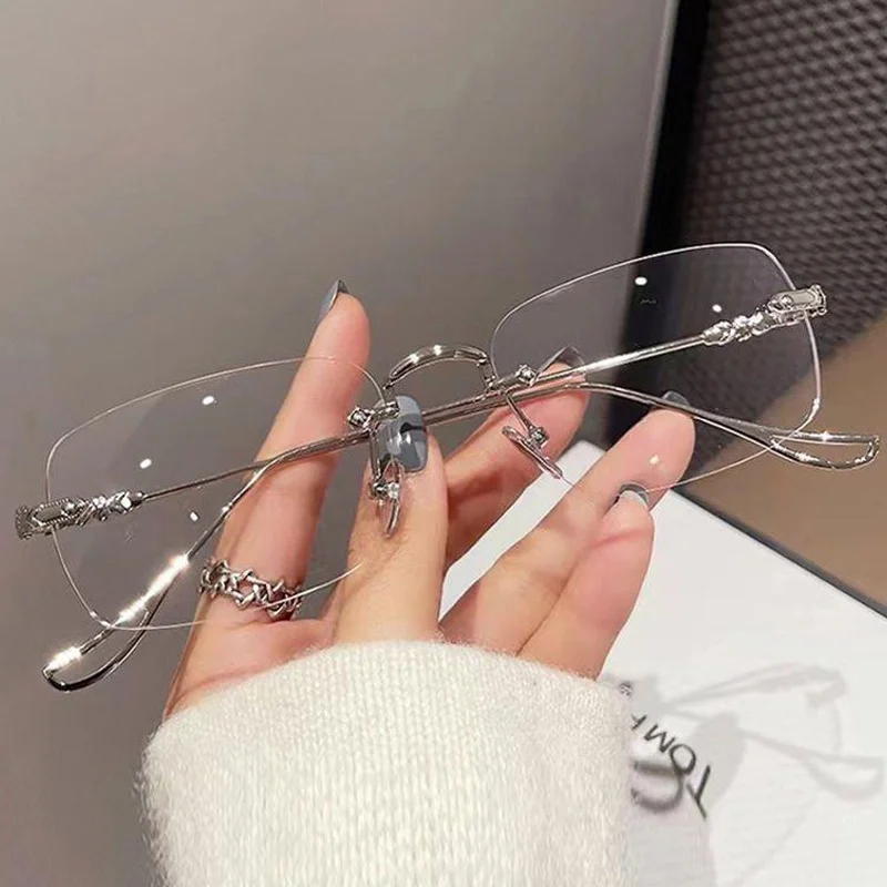 Photochrome Anti-Strahlungs-Rahmenlose Brille für Damen und Herren, randlose Farbtöne, randlose Brille, Computer, Anti-Blaulicht, 2-in-1 – Detail 2