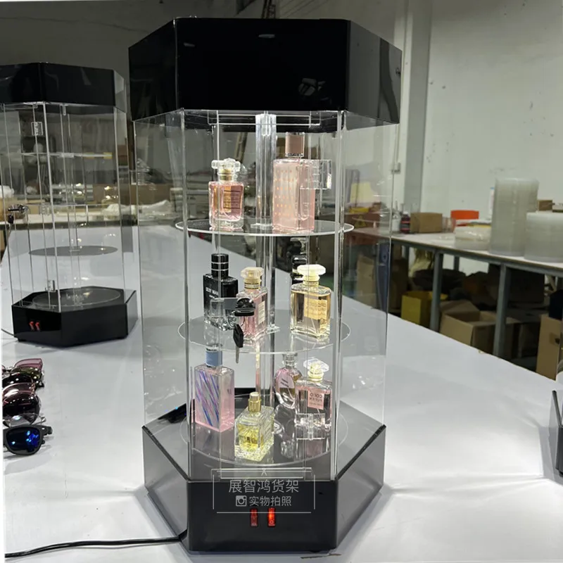 Factory Direct 2026 Acrylic Clear Display Cabinet Rotating Beauty Salon Products Cosmetics Perfume Watch Glasses Dental Earrings
