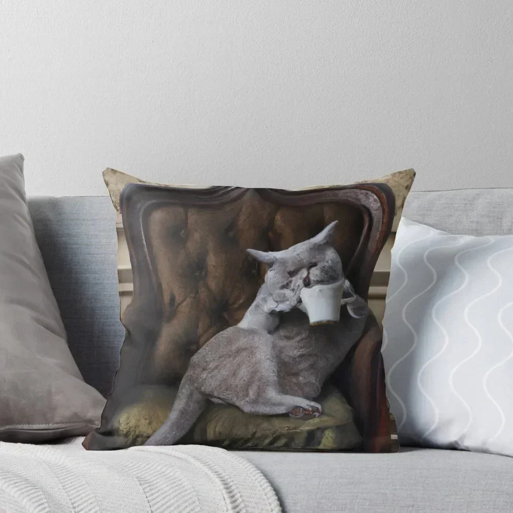 

Ike the Cat, lounging with tea (Renaissance) Throw Pillow Cushions Home Decor Christmas Pillows Christmas Covers New year pillow