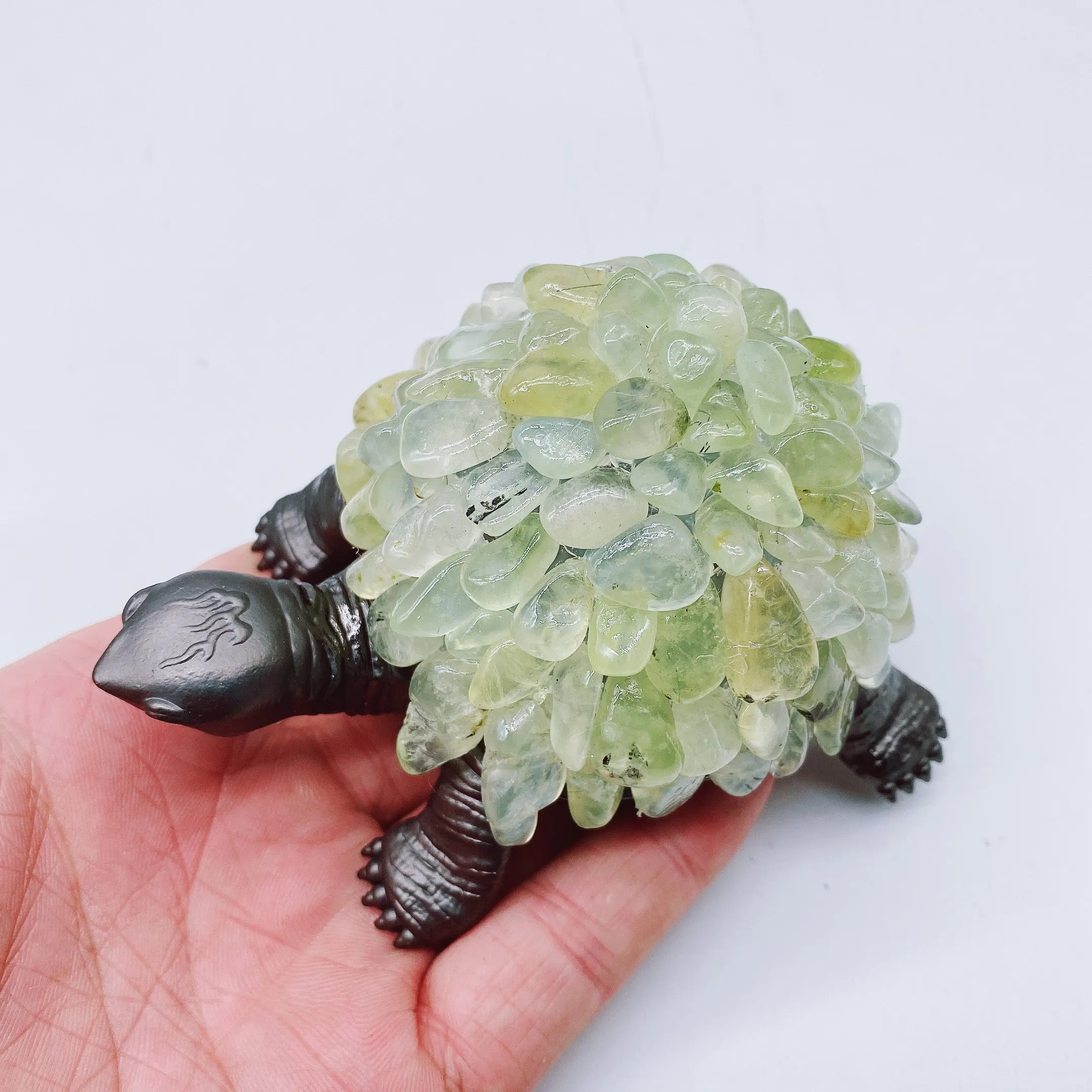 

1pc Natural Prehnite Energy Reiki tortoise carving decoration Crystal Quartz Healing High Quality Gemstone For Gift