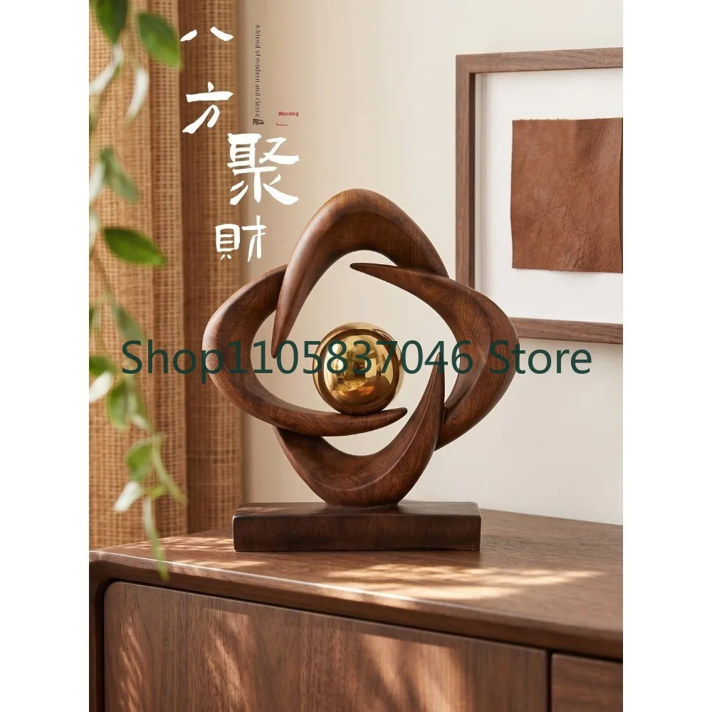 Middle ancient style, eight directions, wealth ornaments, living room, TV cabinet, entrance, minimalist office decoration