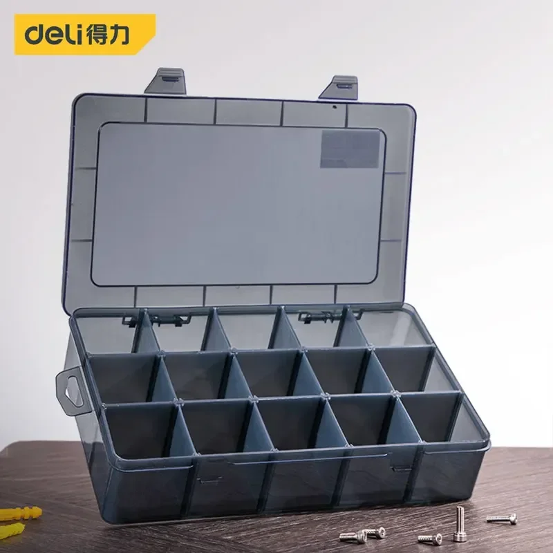 

Deli 1 Pcs Multi-lattice Slots Tool Case Storage Boxes Adjustable Tool Boxes Home Screw Craft Jewelry Accessories Organizer Box