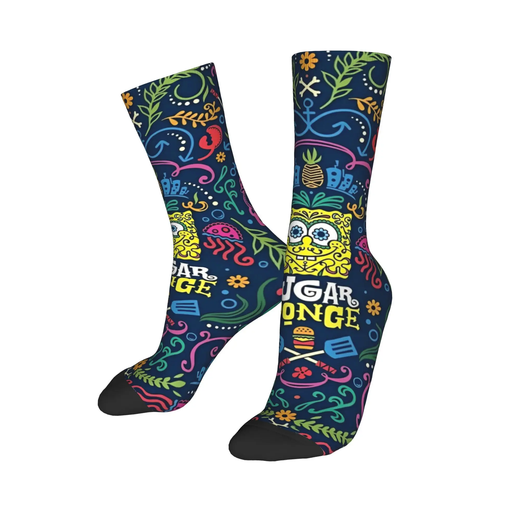 Hip Hop Unisex Socks SpongeBobed anime cartoon Merch Comfortable  Graphic Socks Spring Autumn Winter